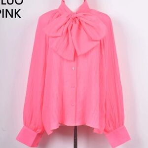 FROM PARIS FRANCE 🇫🇷 Elegant Pink Bow Blouse